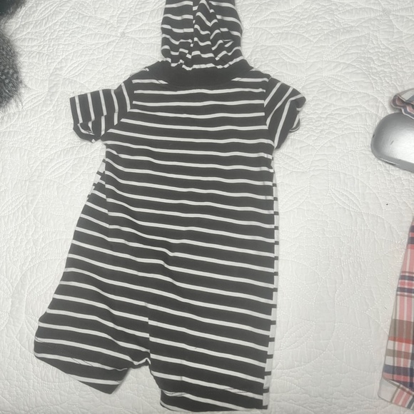 Gray and White Striped Baby Romper - Picture 2 of 3